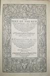 BIBLES, etc.  1589  The Text of the New Testament . . . Translated out of the Vulgar Latine by the Papists.  Title in facsimile.